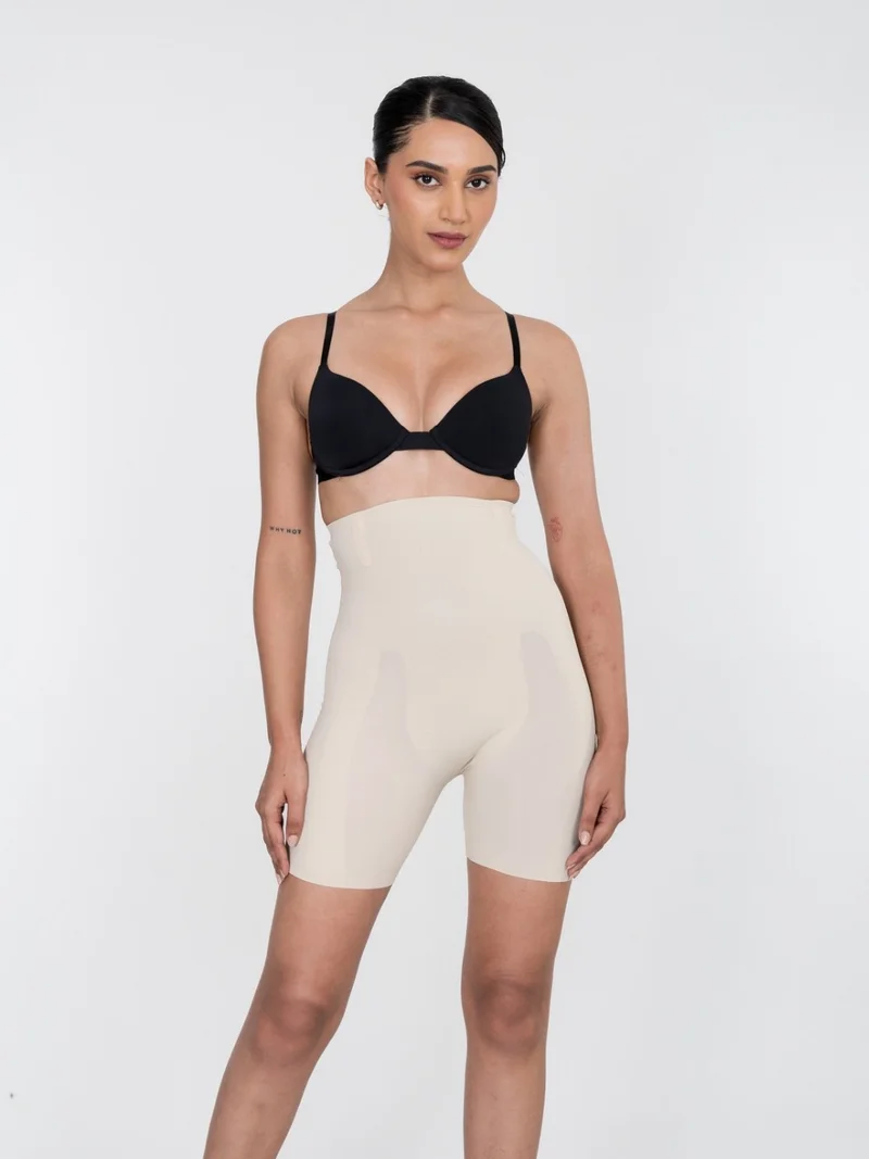 Shapercult Store High Waist Beige Shaper Shorts for Women